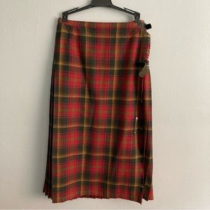 Womens Tartan Plaid Skirt Red Midi Length Size M